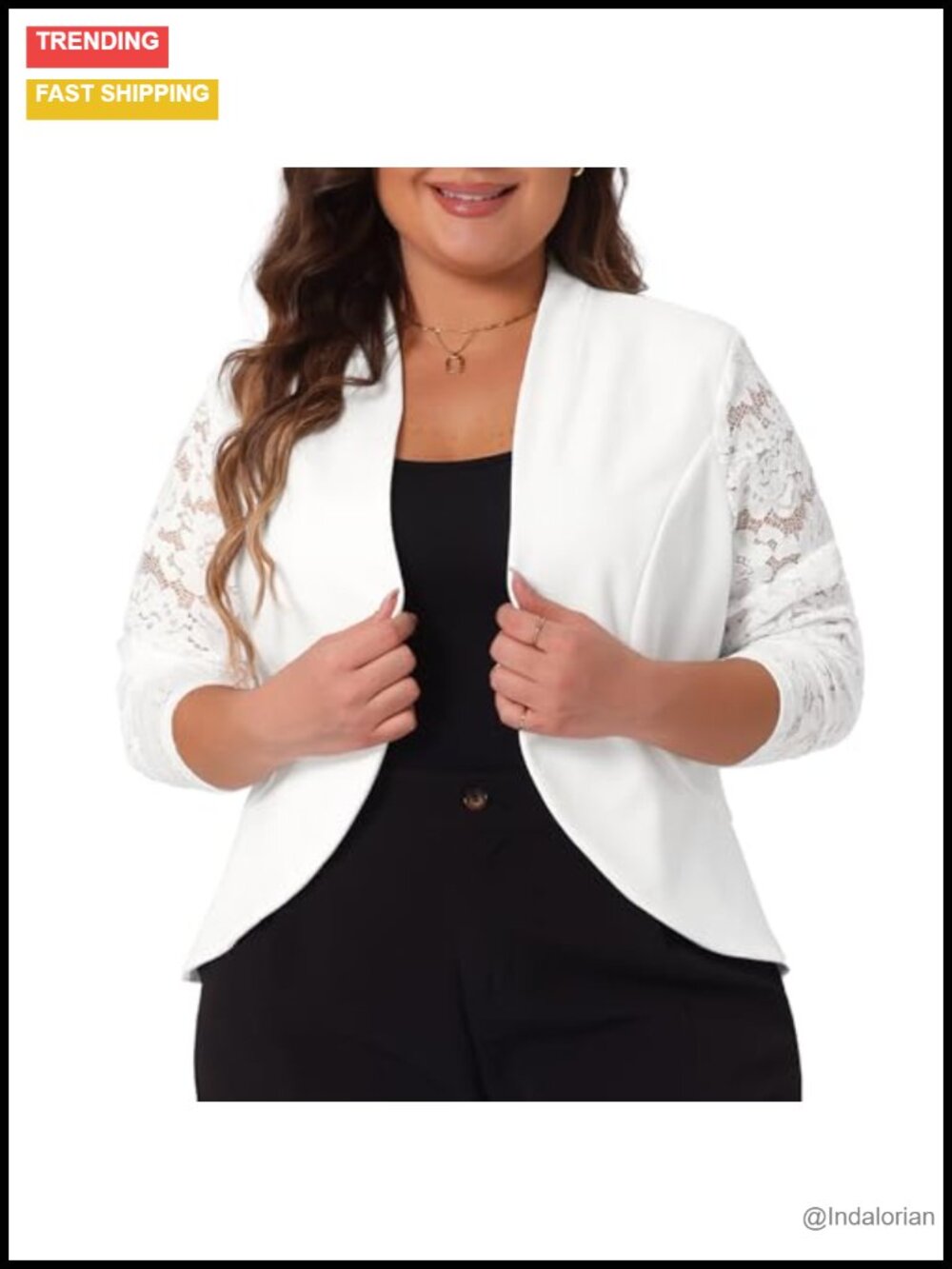 Plus Size Lace Cardigan Blazer Long Sleeve Open Front